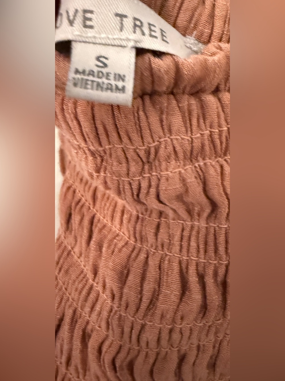 Love Tree Smocked Gauze Midi Dress Size Small in Rusty Terracotta - Picture 6 of 11